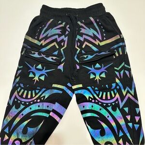 Dolls Kill Club Exx Black and Multicolor Geometric Joggers